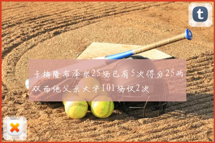 卡梅隆布泽尔25场已有5次得分25两双而他父亲大学101场仅2次