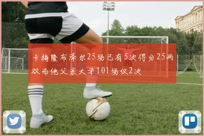 卡梅隆布泽尔25场已有5次得分25两双而他父亲大学101场仅2次